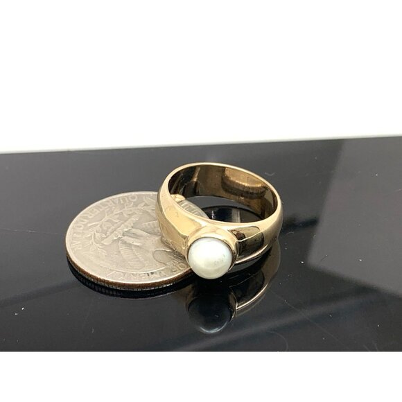 Pearl Cocktail Ring 14k Yellow Gold Estate Jewelry Women's Size 7.25 - Picture 11 of 14